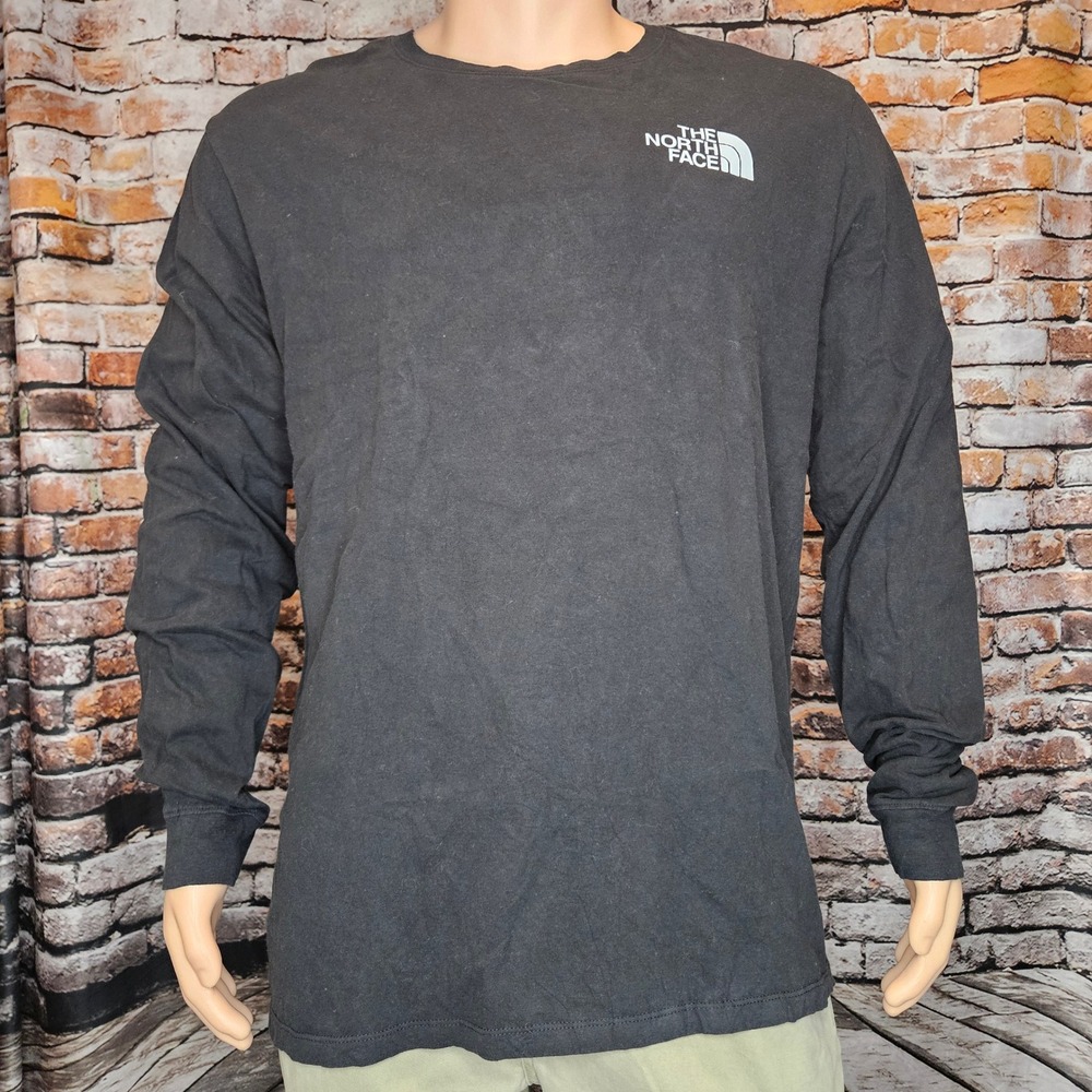 The North Face Mens XL Long Sleeve T-Shirt Black Box Logo Never Stop Exploring